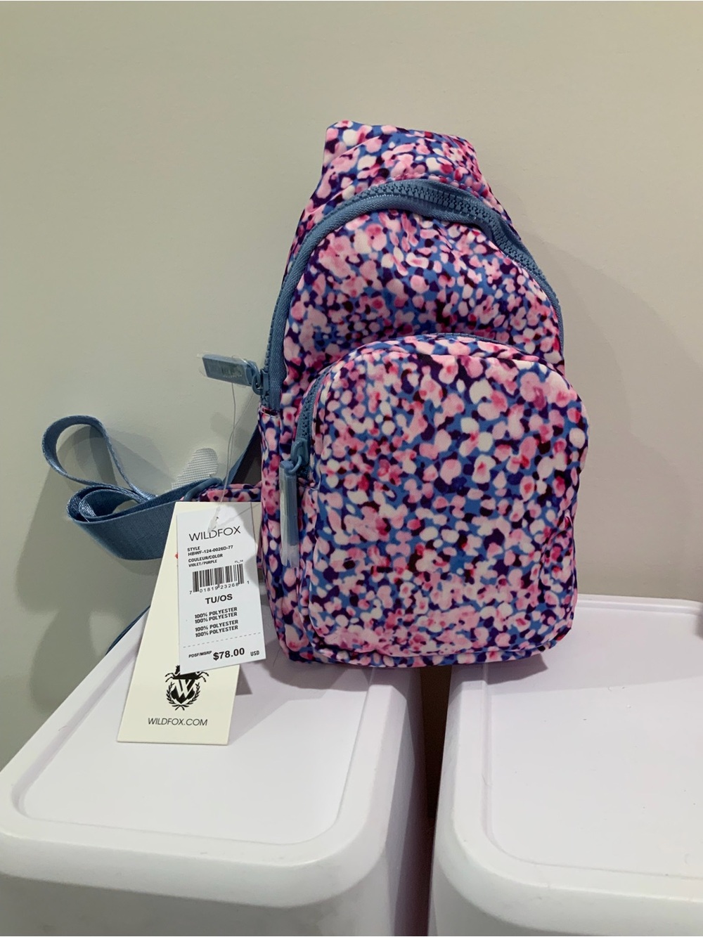 Wildfox Pink & Blue Confetti Sling Backpack